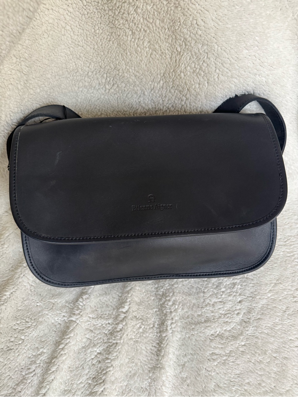 Etienne Aigner Black Leather Flap Crossbody Bag